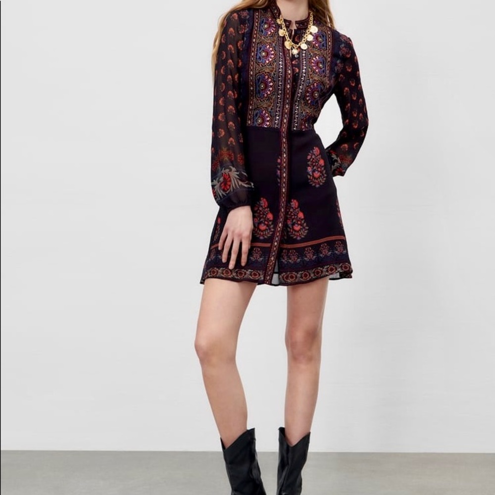 ZARA EMBROIDERED YOKE DRESS